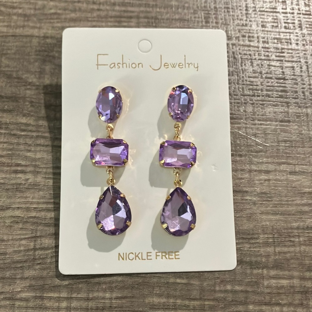 Purple and Gold Earrings